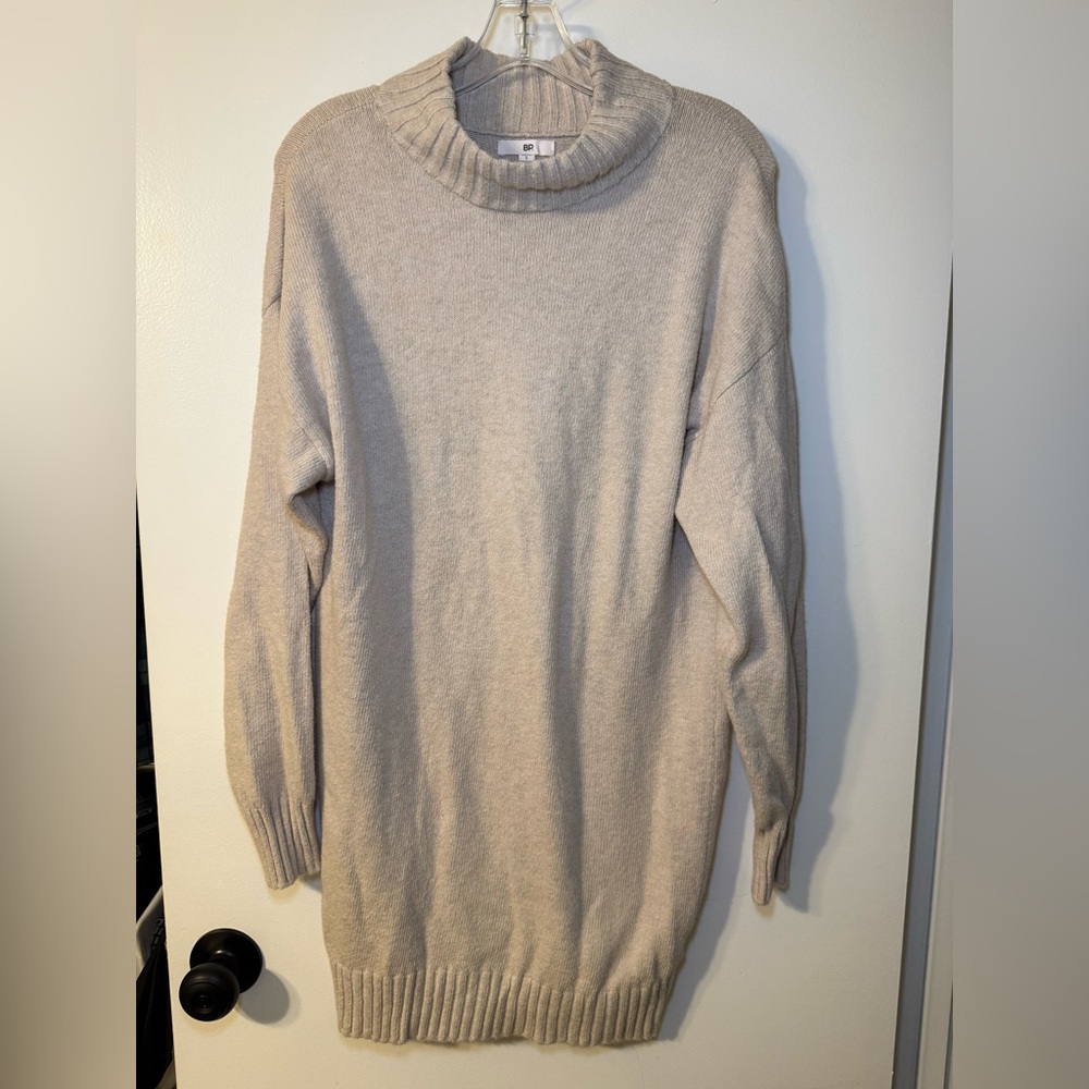 BP Mock Neck Knit Sweater Dress Beige Women’s Small